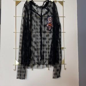 Zara Trafaluc Star Mesh Embellished Blouse